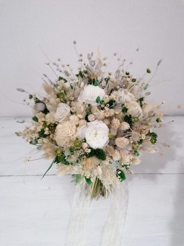 Buchet flori criogenate alb si verde