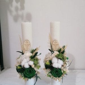 Lumanari fagure flori criogenate alb-verde 2 Lumanari fagure flori criogenate alb-verde