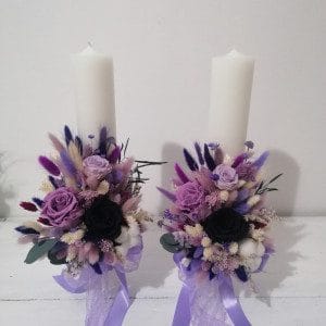 Lumanari cununie cu flori criogenate mov 3 Lumanari cununie cu flori criogenate mov