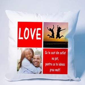 Perna Love cu doua poze si mesaj 1 Perna Love cu doua poze si mesaj
