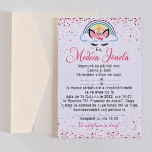Invitatii botez model Unicorn