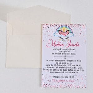 Invitatii botez model Unicorn
