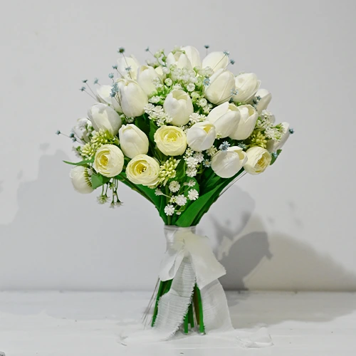 Buchet lalele albe din silicon 1 Buchet lalele albe din silicon