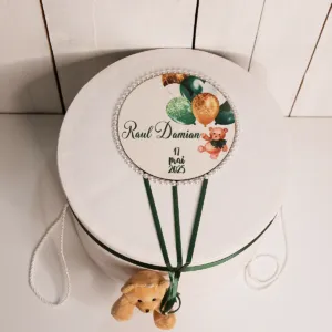 Cutie catifea trusou botez, personalizata, verde smarald 4 cutie catifea pentru trusou botez