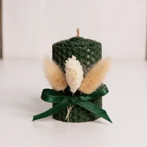 Marturii lumanari fagure verde smarald si plante uscate 3 marturii lumanari verde smarald