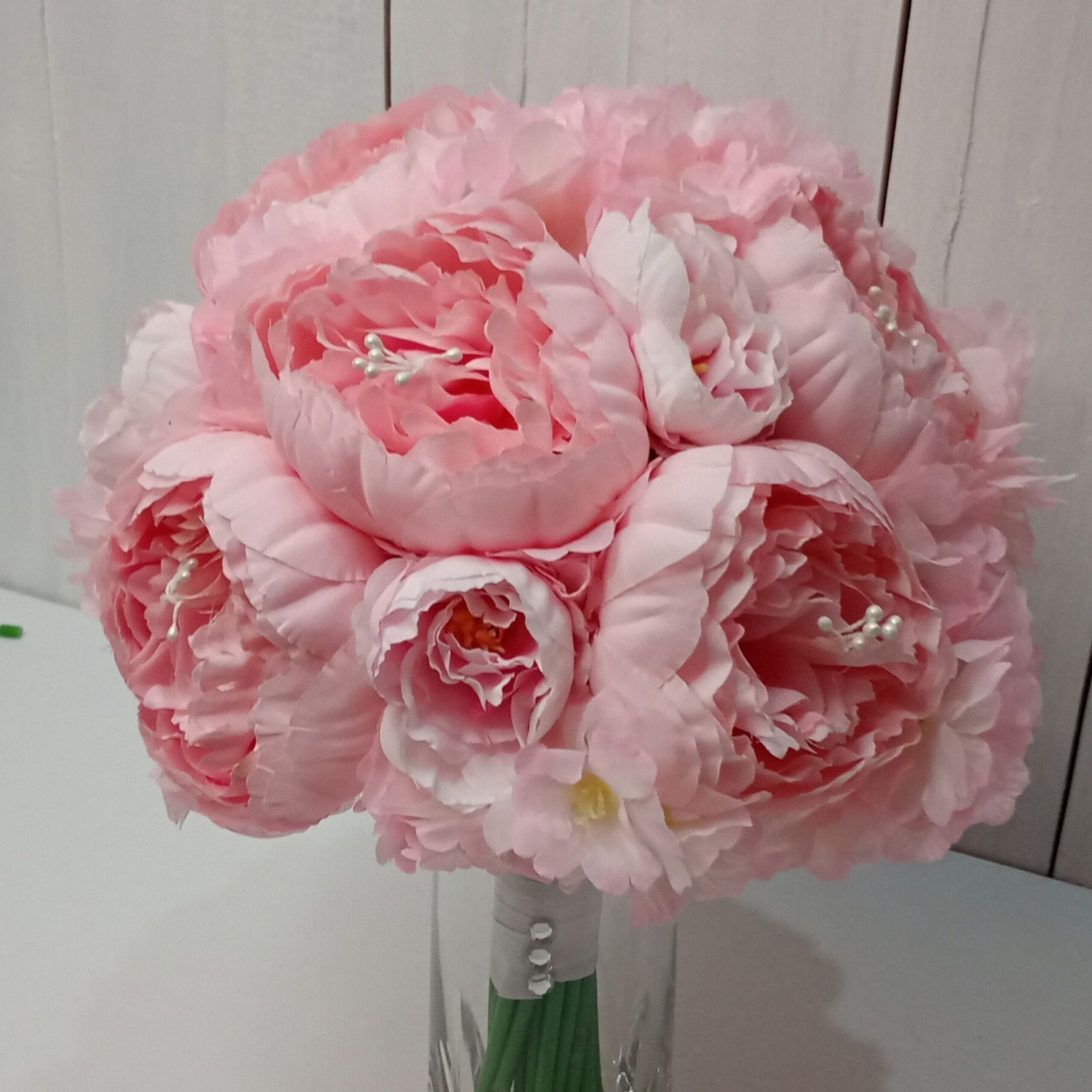 Buchet mireasa cu Bujori de matase - roz