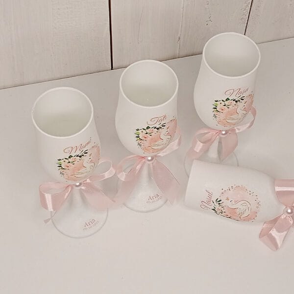Pahare Personalizate Botez "Swan Princess" – Personalizate 2 Pahare botez lebada sus