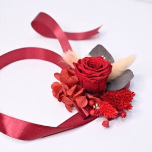 Bratara Nunta Domnisoara de Onoare – Trandafir Criogenat Burgundy și Flori Uscate - imagine 3