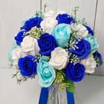 buchet mireasa albastru