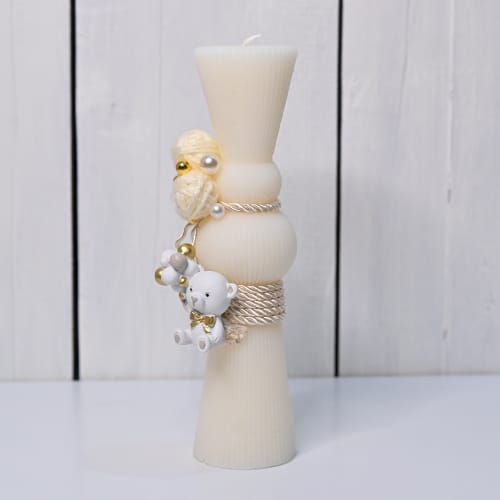 Lumanare Botez Ursulet si gheme de ata 3 lumanare botez ieftina bacau