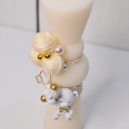 Lumanare Botez Ursulet si gheme de ata 2 lumanare botez ieftina