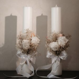 Set 2 Lumânări Cununie 40cm - Trandafiri și Hortensie Criogenată 5 Set 2 Lumânări Cununie 40cm - Trandafiri și Hortensie Criogenată - imagine 3