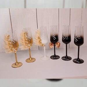 Set 2 Pahare Miri și Nași Handmade - Eleganță pentru Toast 5 Set 2 Pahare Miri și Nași Handmade - Eleganță pentru Toast - imagine 3
