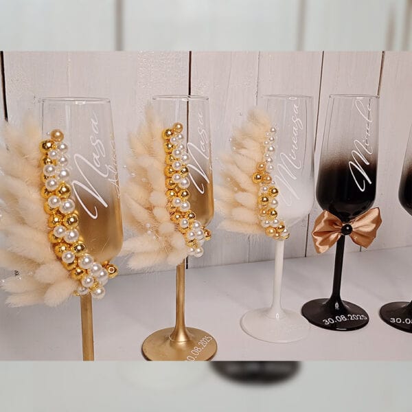 Set 2 Pahare Miri și Nași Handmade - Eleganță pentru Toast 1 pahare mirinasi